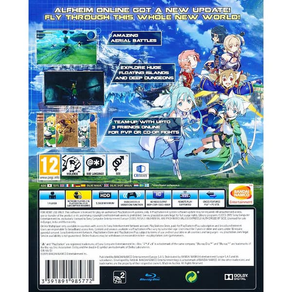 Sword Art Online Lost Song Playstation 4 PS4