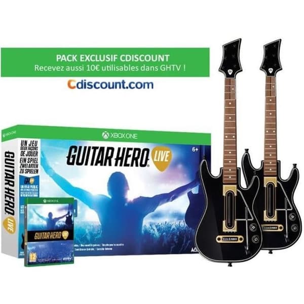 Packa Guitar Hero Live Xbox One-spel + 2 gitarrer för Xbox One- REFURBISHED