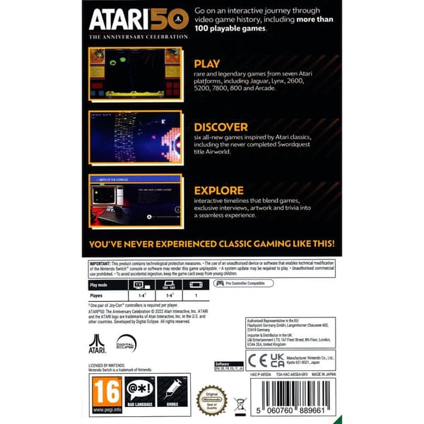 Atari 50 The Anniversary Celebration Nintendo Switch