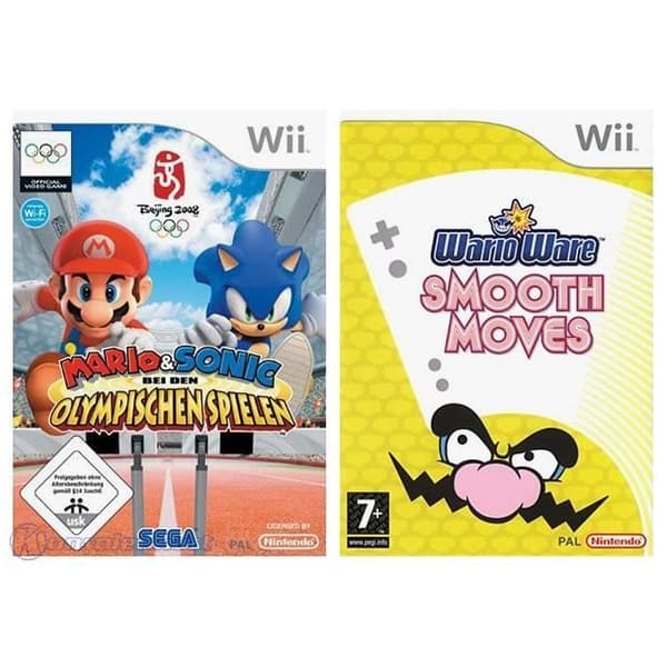 Wii - Nintendo-paket: Mario &amp; Sonic vid Olymp. spel + Wario Ware: Smooth Moves- USED