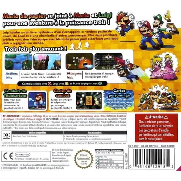 MARIO &amp; LUIGI PAPPER JAM BROS 3DS- REFURBISHED