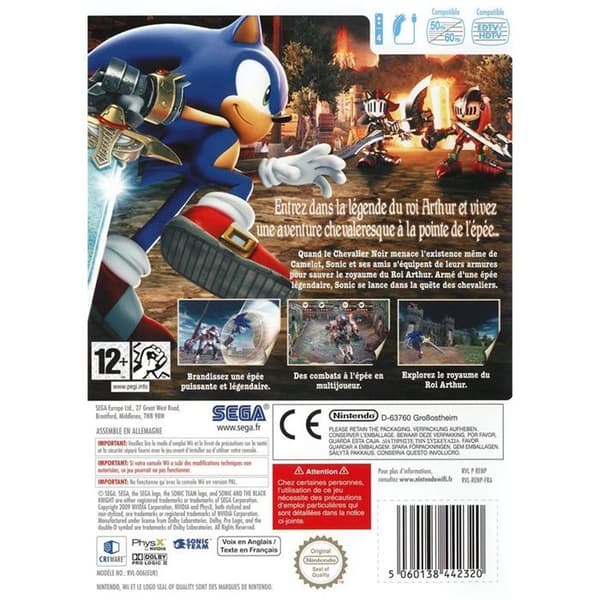 SONIC AND THE DARK KNIGHT / Wii-konsolspel- REFURBISHED