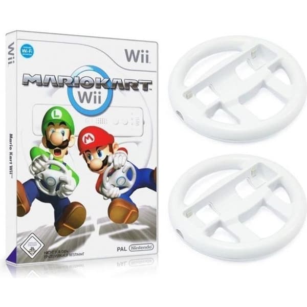 Wii - Bundle: Mario Kart + 2 rattar- REFURBISHED