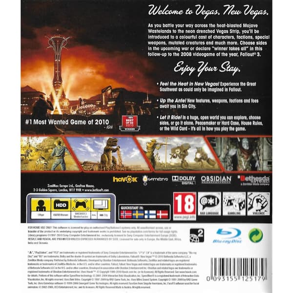 Fallout New Vegas Playstation 3 PS3 Nordic (Brugt)