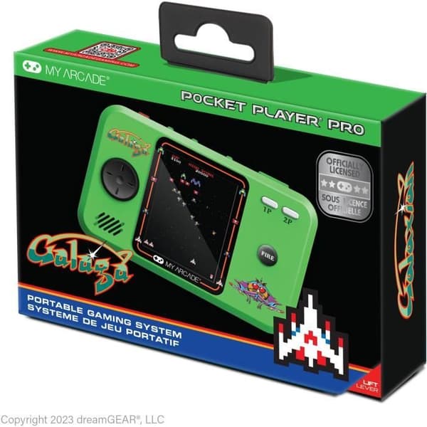 Pocket Player PRO retro spelkonsol - Galaga - Atari - 7 cm högupplöst skärm Multifärg