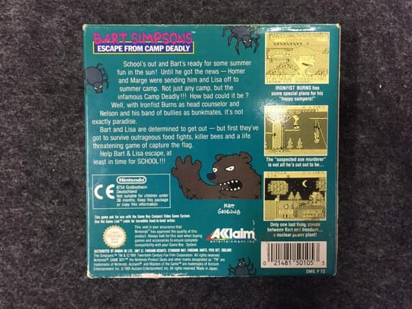 Bart Simpson's Escape from Camp Deadly - Gameboy - SCN - CiB