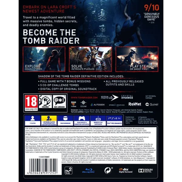 Shadow of the Tomb Raider Definitive Edition Playstation 4 PS4