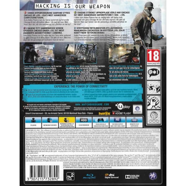 Watch Dogs Playstation 4 PS4 Nordic (Begagnad)