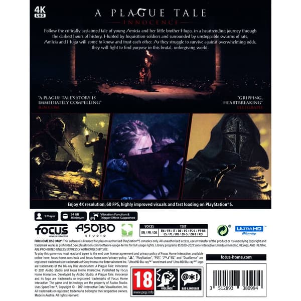 A Plague Tale Innocence Playstation 5 PS5