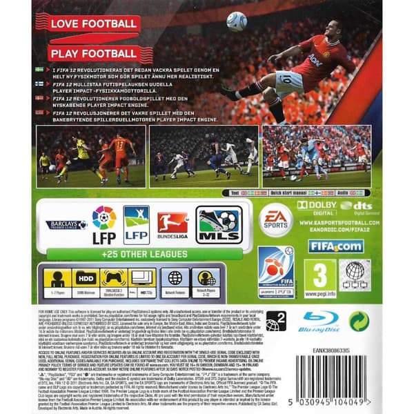 FIFA 12 Playstation 3 PS3 Nordic (Brugt)