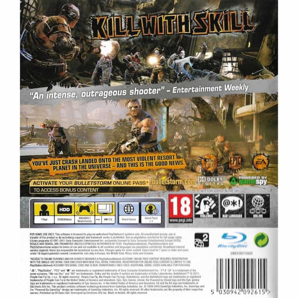 Bulletstorm Playstation 3 PS3 (Brugt)