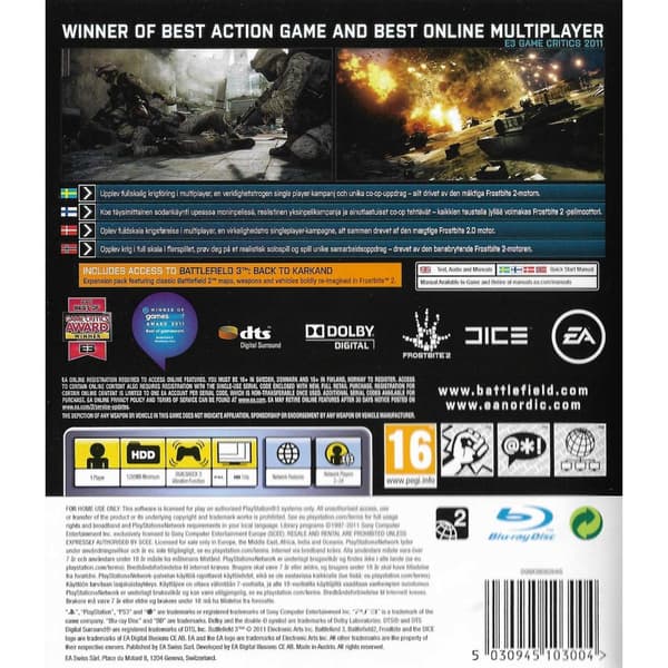 Battlefield 3 Limited Edition Playstation 3 PS3 Nordic (Brugt)