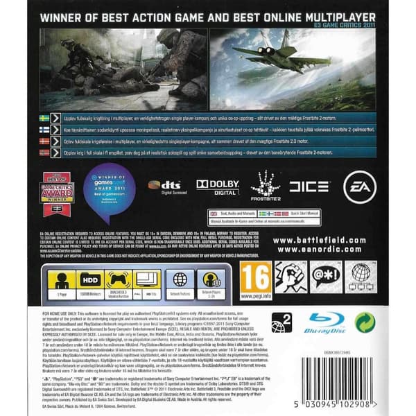 Battlefield 3 Playstation 3 PS3 Nordic (Brugt)