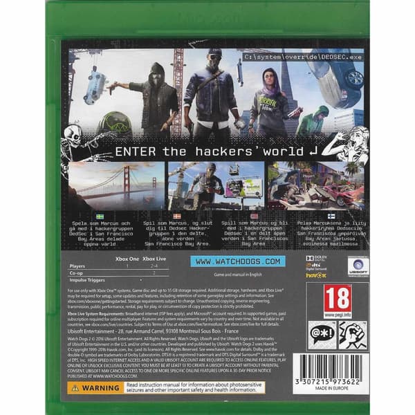 Watch Dogs 2 Xbox One (Brugt)