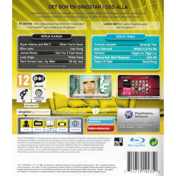 Singstar Starter Pack Playstation 3 PS3 Platinum Swedish (Brukt)