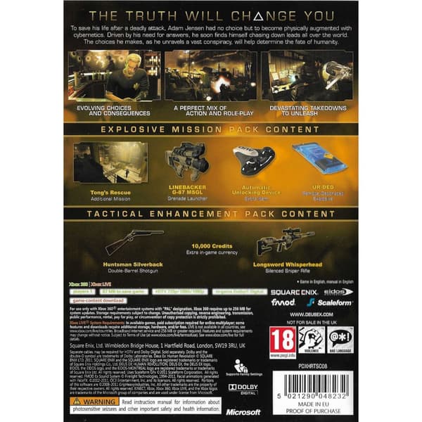 Deus Ex Human Revolution Nordic Edition Xbox 360 (Brukt)