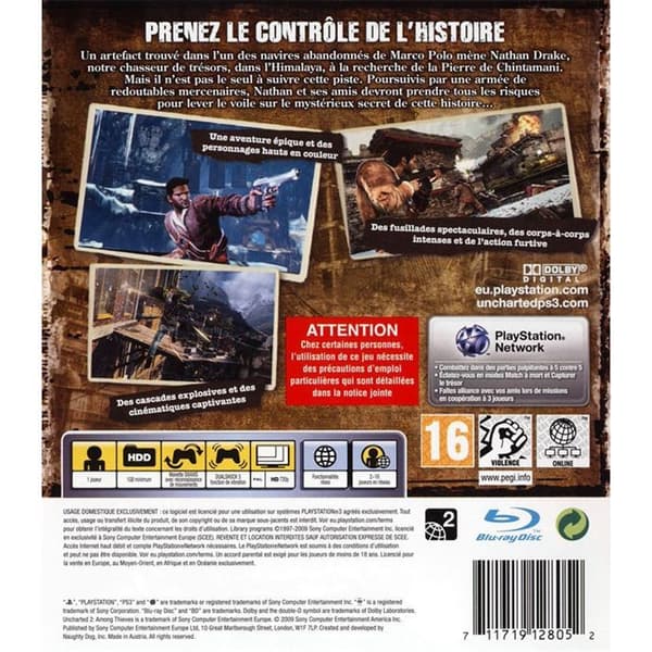 UNCHARTED 2: Among Thieves / SPEL FÖR PS3-KONSOLEN- USED