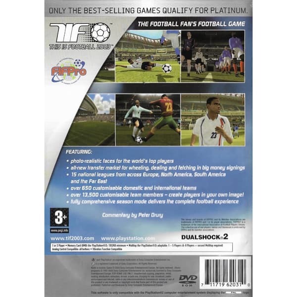 This is Football 2003 Playstation 2 PS2 Platinum (Brugt)