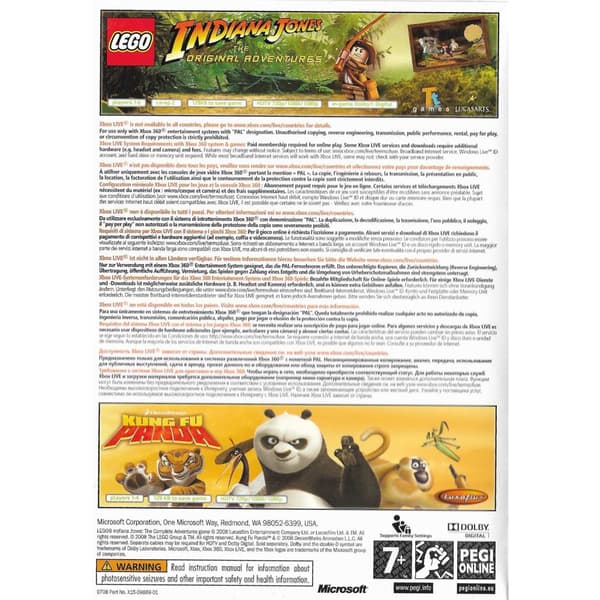 Lego Indiana Jones + Kung Fu Panda Xbox 360 Bundle Copy (Brugt)