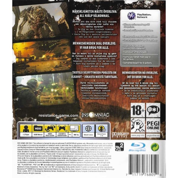 Resistance 2 Playstation 3 PS3 Nordic (Käytetty)