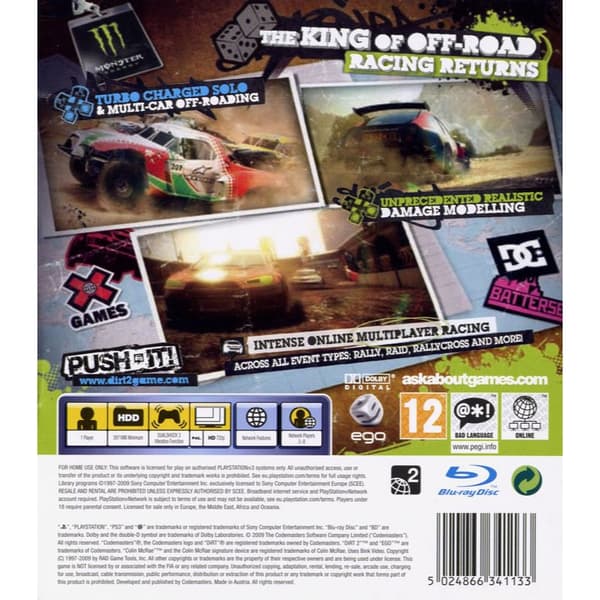 Colin McRae Dirt 2 Playstation 3 PS3 (Brugt)