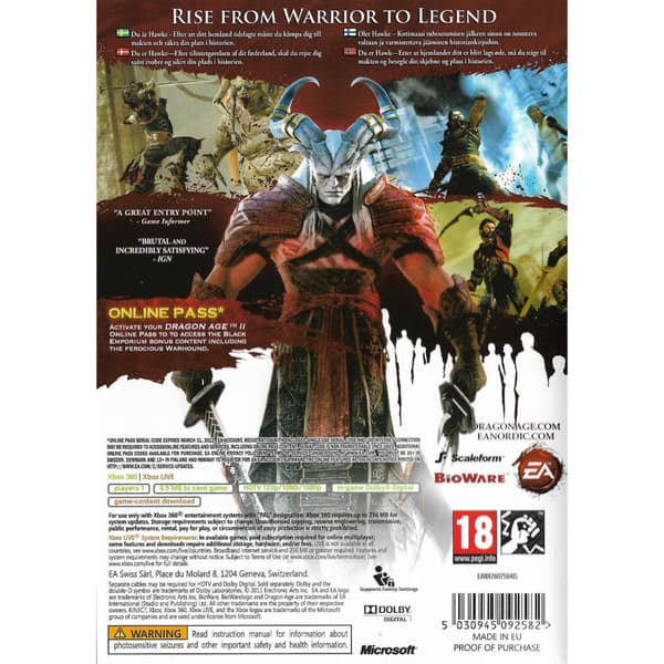 Dragon Age II Xbox 360 Nordic (Brugt)