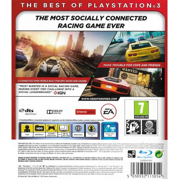 Need for Speed Most Wanted Playstation 3 PS3 Essentials (Brugt)