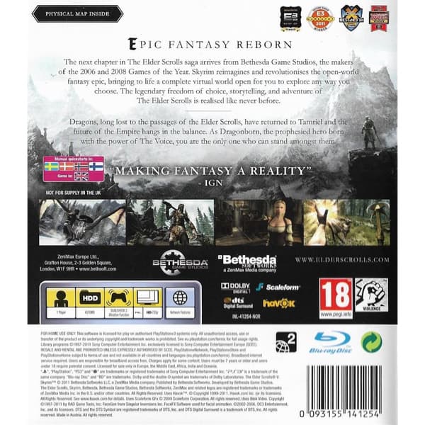 The Elder Scrolls V Skyrim Playstation 3 PS3 Nordic (Begagnad)
