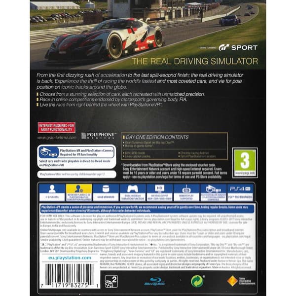 Gran Turismo Sport Day One Edition Playstation 4 PS4 (Brugt)