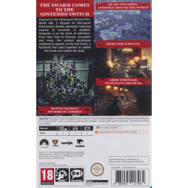 World War Z Nintendo Switch (Code in a box)