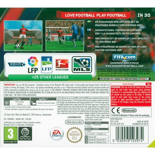FIFA 12 Nintendo 3DS Nordic (Brukt)