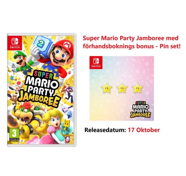 NYTT Super Mario Party Jamboree MED FÖRHANDSBOKNINGSBONUS (Svenska versionen UK4