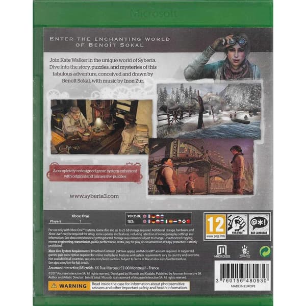 Syberia 3 Xbox One (Brukt)
