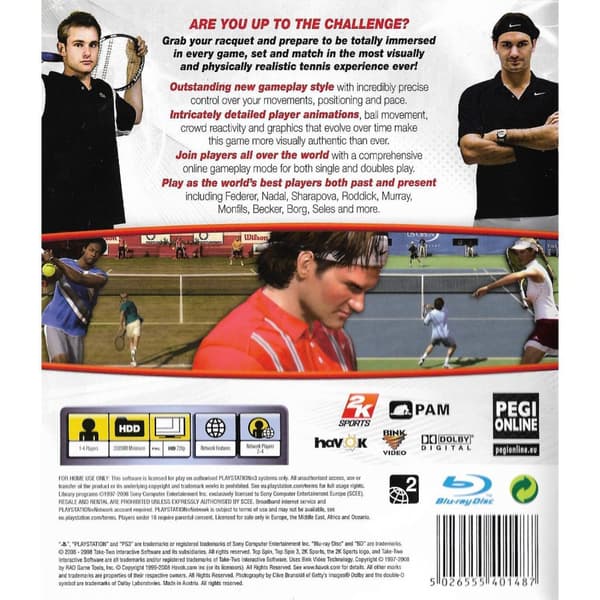 Top Spin 3 Playstation 3 PS3 (Brugt)