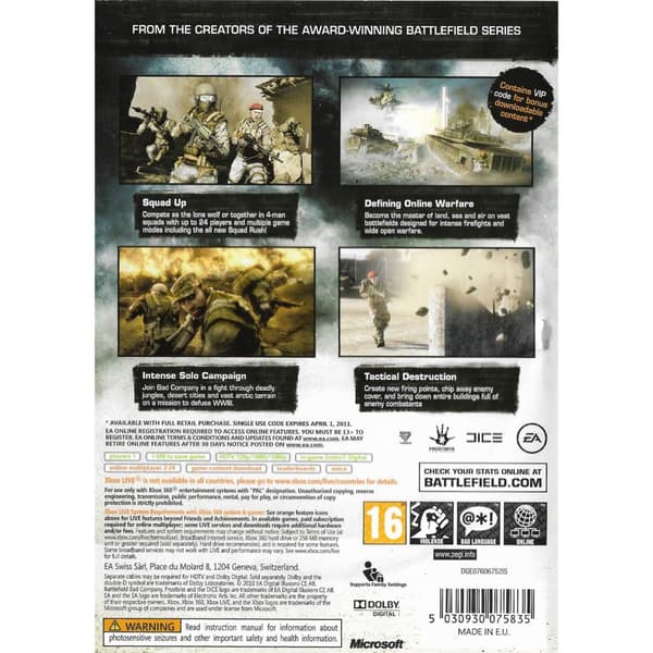 Battlefield Bad Company 2 Xbox 360 (Brukt)