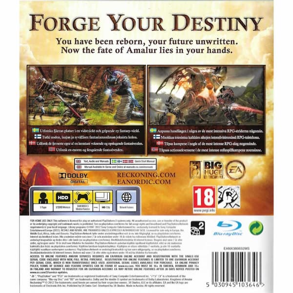 Kingdoms of Amalur Reckoning Playstation 3 PS3 Nordic (Brugt)