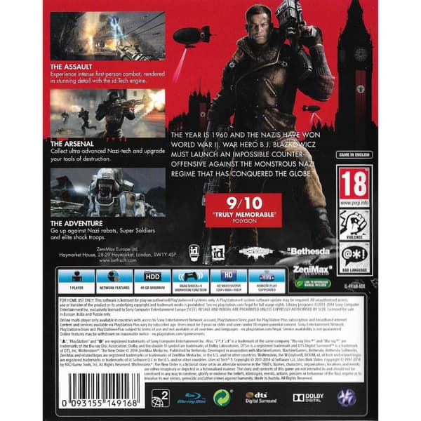 Wolfenstein The New Order Playstation 4 PS4 (Brugt)