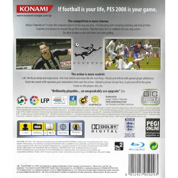 Pro Evolution Soccer 2008 Playstation 3 PS3 (Begagnad)
