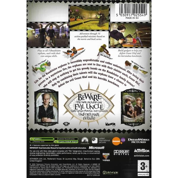 Lemony Snickets A Series of Unfortunate Events Xbox (Brukt)