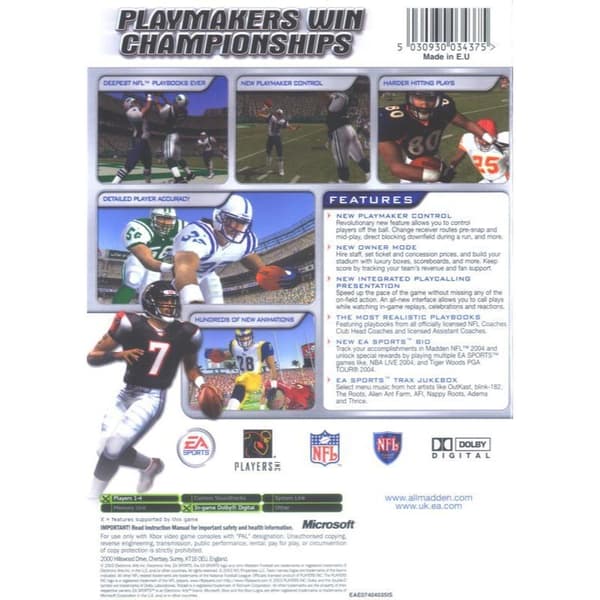 Madden NFL 2004 Xbox (Brukt)