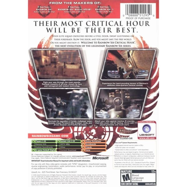 Tom Clancys Rainbow Six Critical Hour Xbox IMPORT (Brugt)