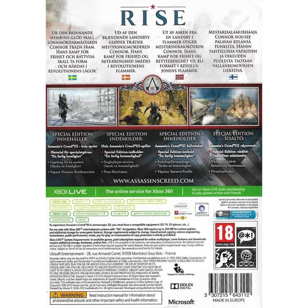 Assassins Creed III Xbox 360 Nordic (Brugt)