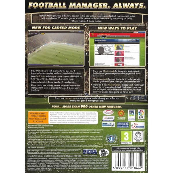 Football Manager 2013 PC DVD (Brugt)