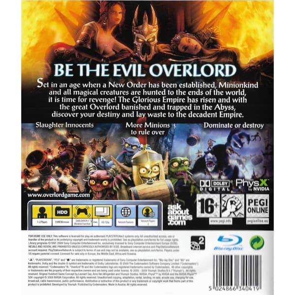 Overlord II Playstation 3 PS3 (Brugt)
