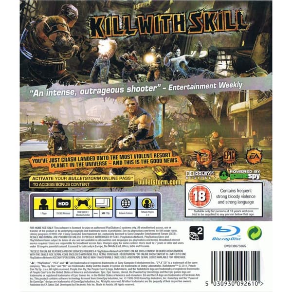 Bulletstorm Playstation 3 PS3 (Brugt)