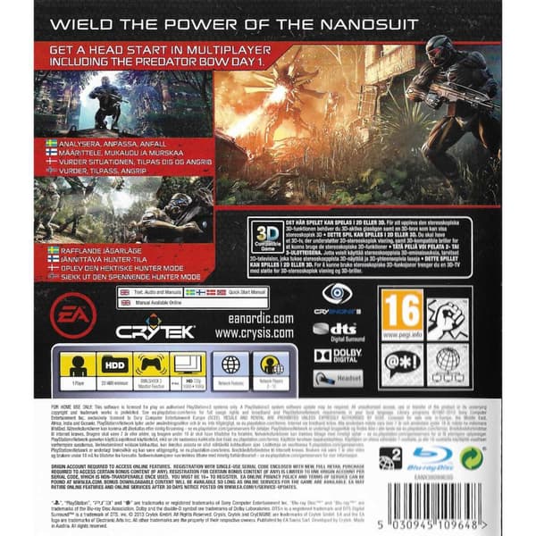 Crysis 3 Hunter Edition Playstation 3 PS3 Nordic (Begagnad)