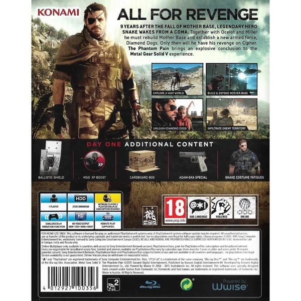 Metal Gear Solid V The Phantom Pain Day One Edition Playstation 4 PS4 (Begagnad)