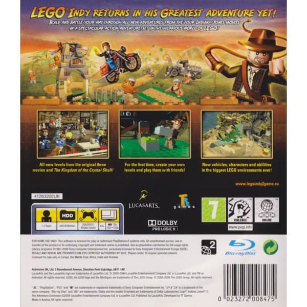 Lego Indiana Jones The Adventure Continues Playstation 3 PS3 (Begagnad)