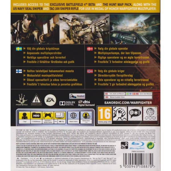 Medal of Honor Warfighter Limited Edition Playstation 3 PS3 Nordic (Begagnad)