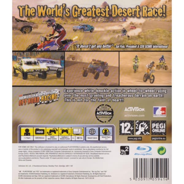 Score International Baja 1000 World Championship Off Road Racing Playstation 3 PS3 (Brugt)